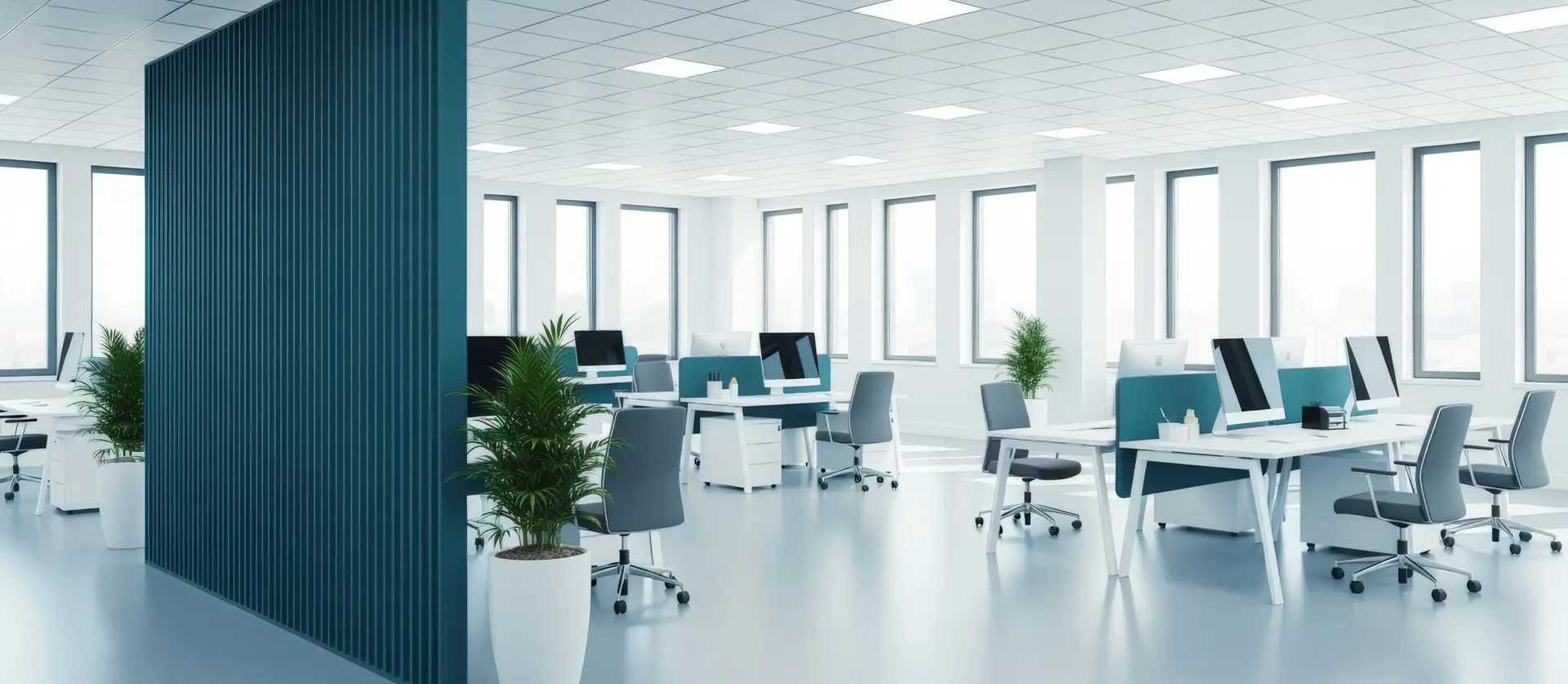 Ufficio open space moderno di IBT Informatica a Treviso
