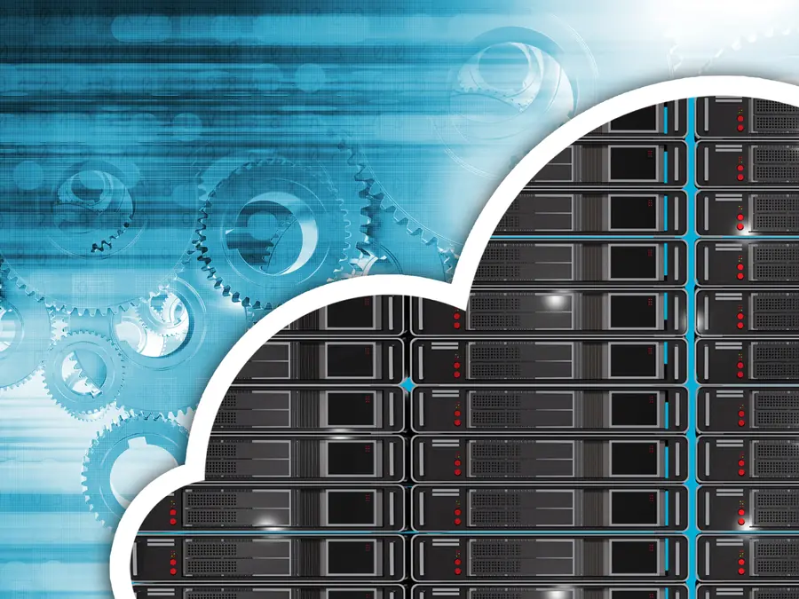 Concetto di cloud hosting con server e infrastruttura