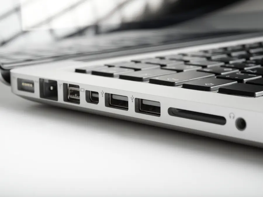 MacBook con porte e lettore SD per il recupero dei dati