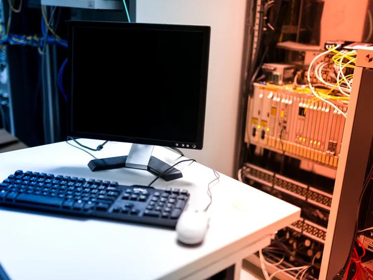 Postazione di lavoro professionale con monitor e tastiera