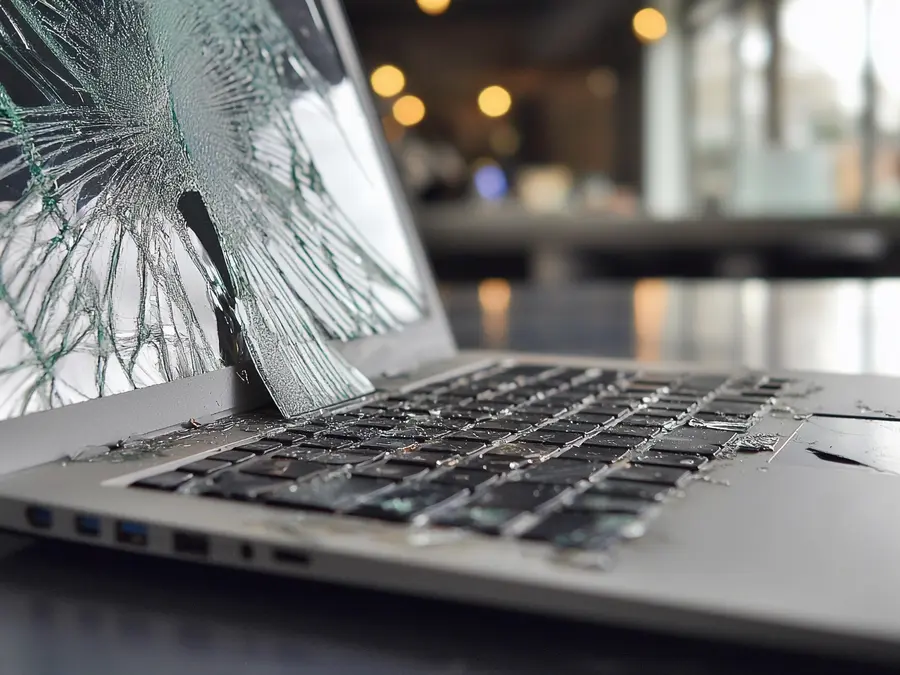 MacBook con schermo rotto e crepato da sostituire
