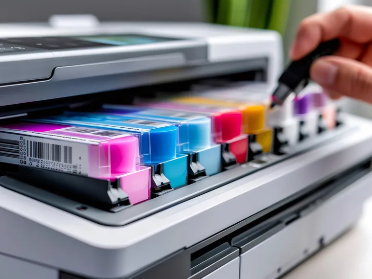 Inserimento cartucce d'inchiostro a colori in una stampante